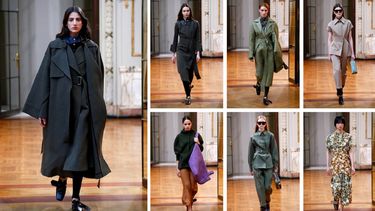 Algunos de los diseños presentados en la pasarela por Victoria Beckam.