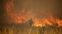 Un bombero combate las llamas en la Sierra de la Culebra, provincia de Zamora, España, 18 de junio de 2022. 