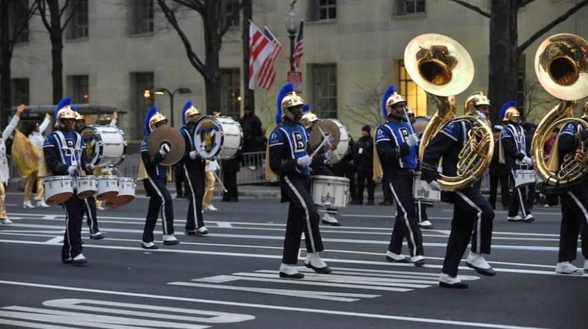 Imagen de archivo de la&nbsp;banda de la Ballou High School, en Washintgon DC, conocidos como los Majestic Marching Knights.