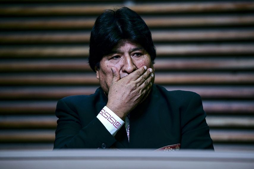 Fotografía del 21 de febrero de 2020 del expresidente boliviano Evo Morales durante una conferencia de prensa en Buenos Aires, Argentina.