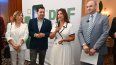 Adriana Meneses, curadora de la feria; Rafael Pineyro, concejal de Doral; Christi Fraga, alcaldesa de Doral; y Alberto Fuenmayor, director ejecutivo del comité organizador del evento.