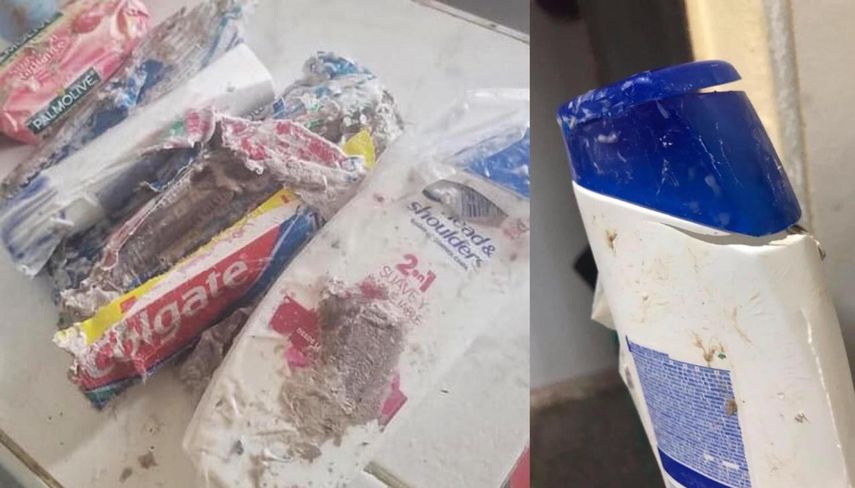 Paquete con artículos de aseo adulterados recibidos en Cuba.&nbsp;