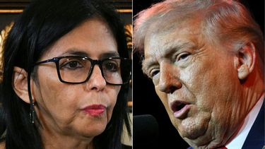 La gobernante interina de Venezuela, Delcy Rodríguez, y el presidente de Estados Unidos, Donald Trump.