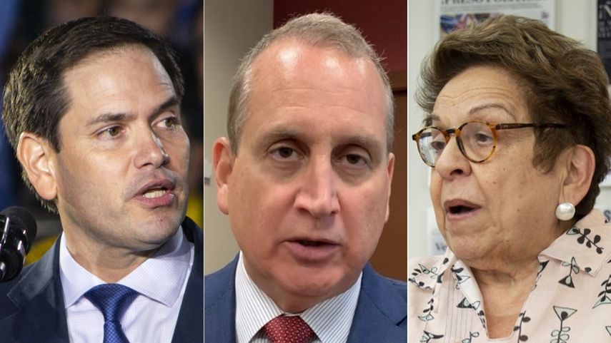 Marco Rubio, senador republicano. Mario Díaz-Balart y Donna Shalala, congresistas republicanos.