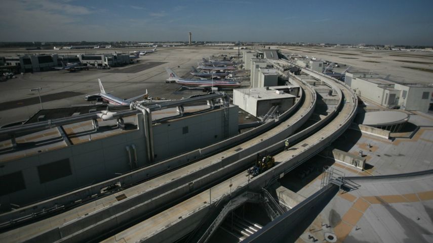 Vista aérea del Aeropuerto Internacional de Miami.