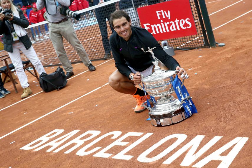 Nadal celebró este domingo su décimo título del Torneo de Barcelona.&nbsp;