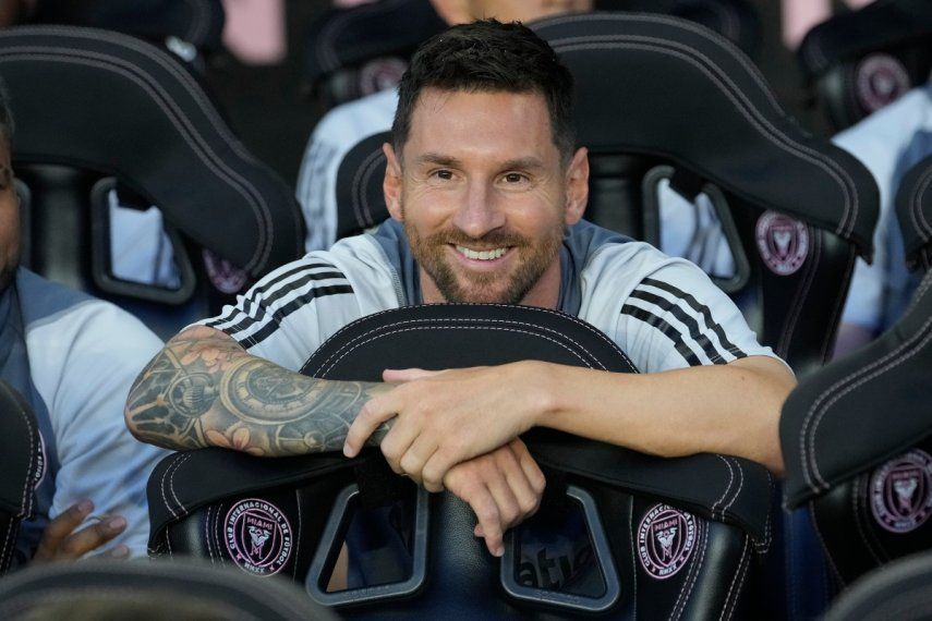 El delantero argentino Lionel Messi, del Inter Miami, previo al partido contra Cruz Azul en la Leagues Cupo, el viernes 21 de julio de 2023, en Fort Lauderdale, Florida.&nbsp;