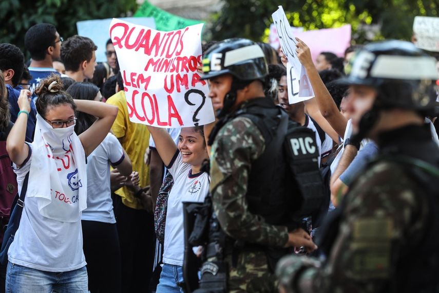 Estudiantes protestan en Río de Janeiro.&nbsp;
