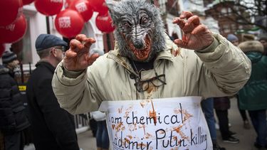 Una protesta a las afueras de la embajada de Rusia en Londres.&nbsp;