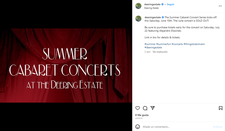 Deering Estate presenta la serie de conciertos Summer Cabaret 2023.