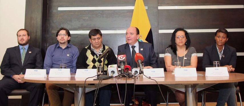 Rueda de prensa de los fiscales que llevan el caso de corrupción en Ecuador.&nbsp;