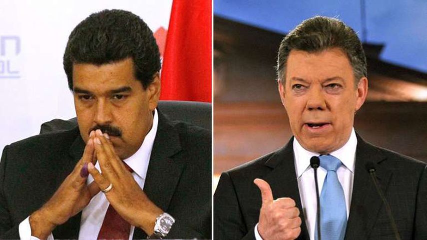 Los presidentes de Venezuela, Nicolás Maduro y de Colombia, Juan Manuel Santos. (ARCHIVO)
