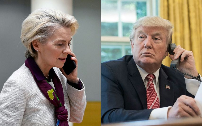 El presidente de Estados Unidos Donald J. Trump en una foto montaje junto a la presidenta de la Unión Europea, Urzula Von der Leyen.