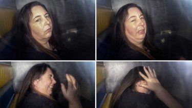 Esta imagen combinada, creada el 12 de junio de 2025, muestra a Erin Patterson llegando en la parte trasera de un vehículo de transporte penitenciario al Tribunal de Magistrados de Latrobe Valley en Morwell, Australia, el 12 de mayo de 2025.  Esta imagen combinada, creada el 12 de junio de 2025, muestra a Erin Patterson llegando en la parte trasera de un vehículo de transporte penitenciario al Tribunal de Magistrados de Latrobe Valley en Morwell, Australia, el 12 de mayo de 2025.