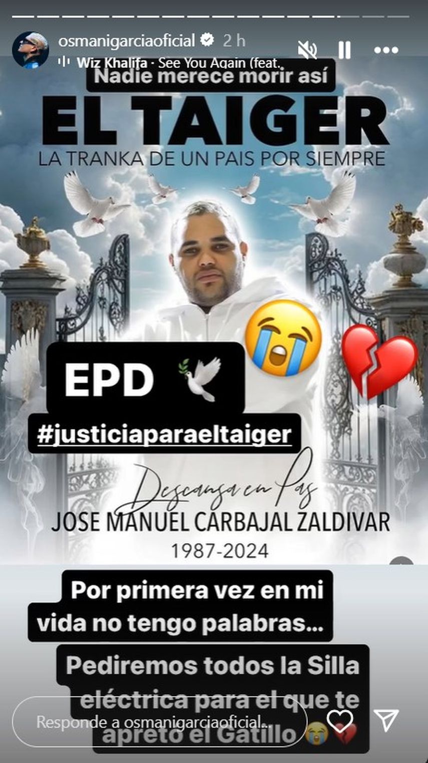 El rapero y cantante cubano Osmani García reacciona a la muerte de El Taiger.