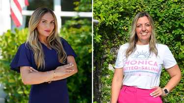 Las aspirantes al puesto de comisionada del Grupo I, Monica Matteo-Salinas y Monique Pardo Pope.