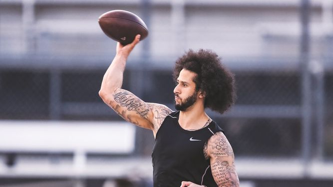 Foto del 16 de noviembre de 2019 de&nbsp;Colin Kaepernick en Riverdale, Georgia.