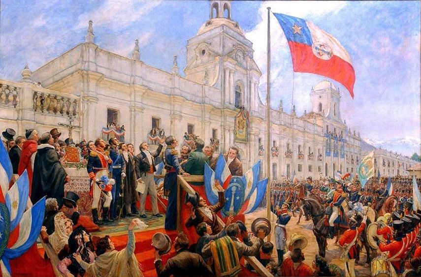Cuadro sobre la jura de la independencia de Chile, del pintor chileno Pedro Le&oacute;n&nbsp;Maximiliano Mar&iacute;a Subercaseaux.&nbsp;