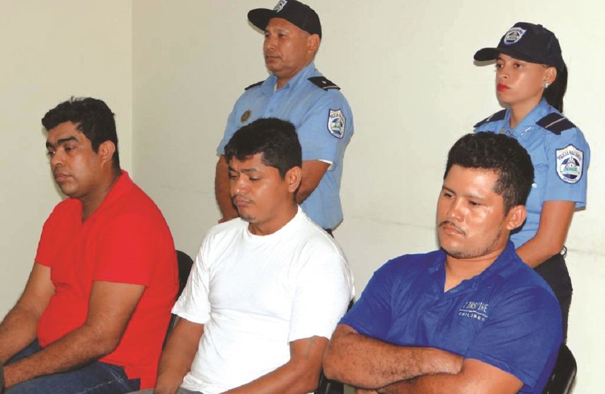 Los acusados, Elio Antonio Medina Gutiérrez, Danilo Agustín Reyes Araica y Nelson José Pérez Selva.