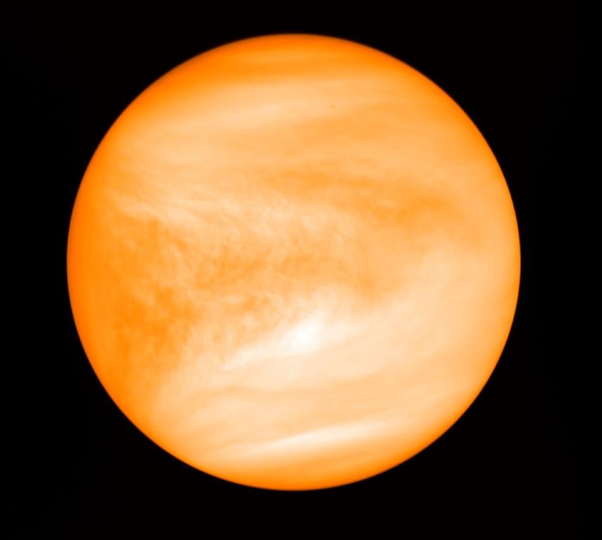 El planeta Venus, foto proporcionada por el investigador Jane Greaves y captada por la sonda japonesa Akatsuki, en mayo de 2016