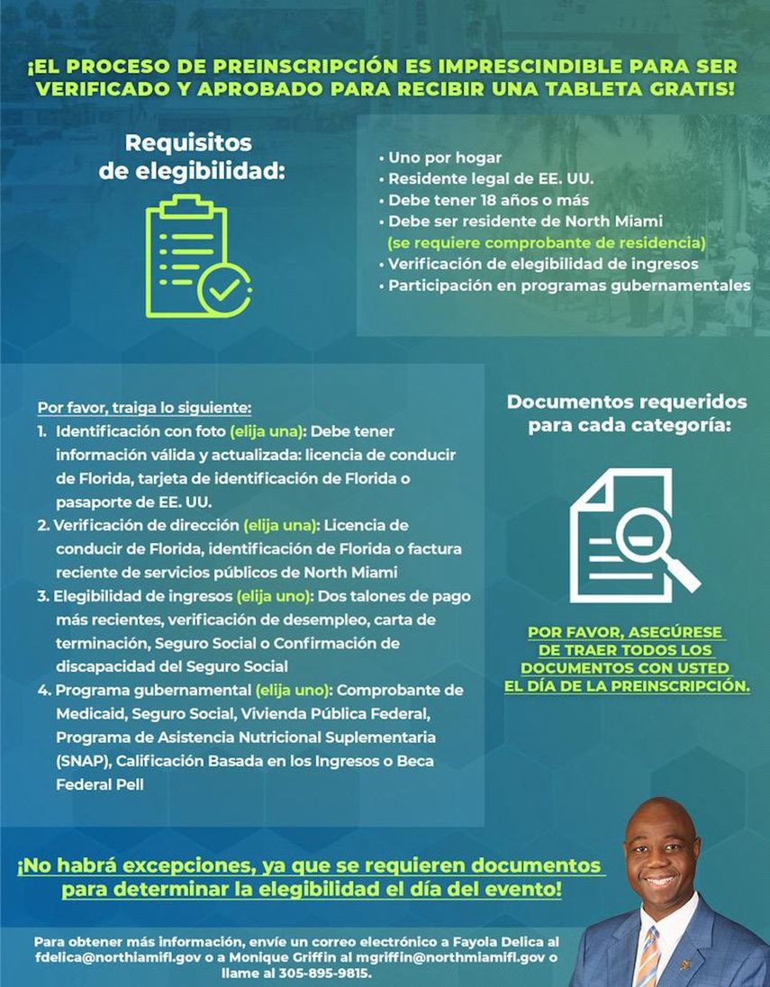 Jornada de entrega de tabletas para residentes de North Miami. 
