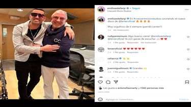 Los artista Lenier Mesa y Emilio Estefan.