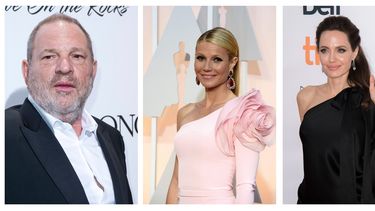 El productor de cine Harvey Weinstein, y las actrices Gwyneth Paltrow y Angelina Jolie.