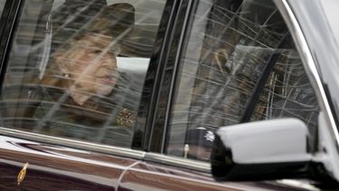 La reina Isabel II de Inglaterra es conducida para asistir a un Servicio de Acción de Gracias por la vida del príncipe Felipe, duque de Edimburgo, en la Abadía de Westminster, Londres, el martes 29 de marzo de 2022.