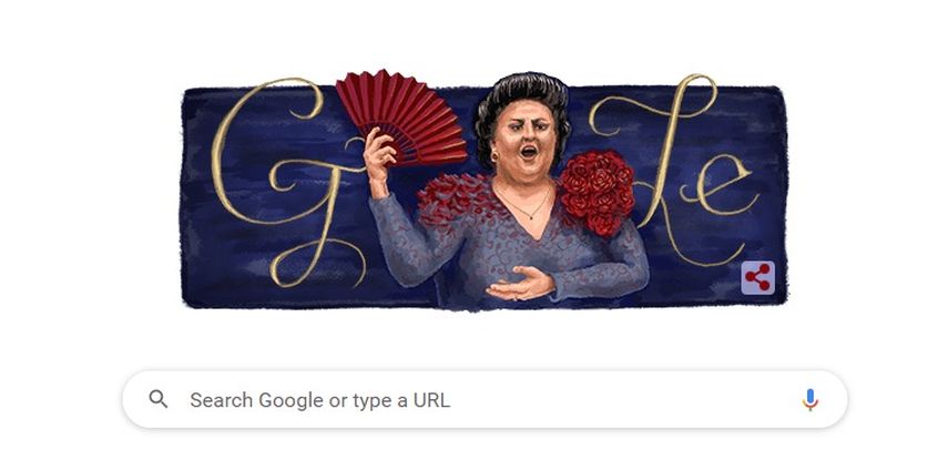 Doodle de la cantante lírica Montserrat Caballé.