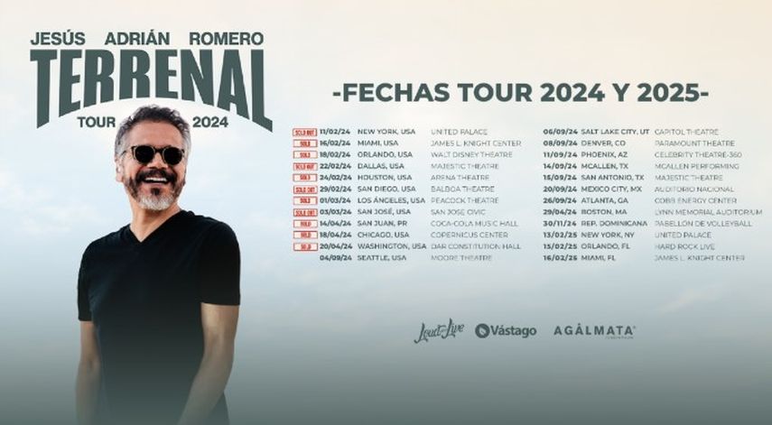 El cantante de música cristiana Jesús Adrián Romero confirma nuevas fechas de su gira Terrenal Tour por EEUU.