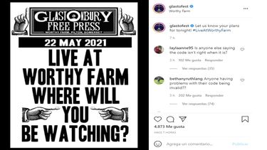 Problemas técnicos afectan inicio del festival de Glastonbury en línea.
