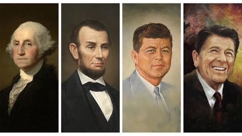 George Washington, Abraham Lincoln, John F. Kennedy y Ronald Reagan.