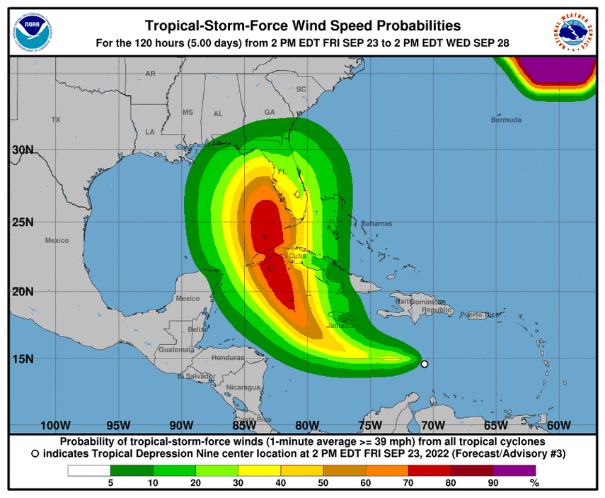 Pronóstico del Centro Nacional de Huracanes para Florida.