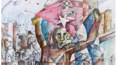 Obra El grito del pueblo, de la serie Los hijos de la patria de Felipe Alarcón Echenique.