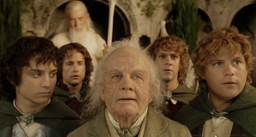El actor Ian Holm como Bilbo Bols&oacute;n en El retorno del Rey.&nbsp;