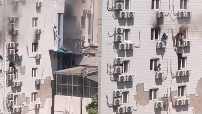 Imágenes mustran a las personas saliendo del hospital por las ventanas.&nbsp;