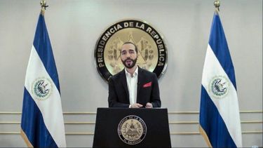 El presidente de El Salvador Nayib Bukele habla en un discurso pregrabado ante la Asamblea General de Naciones Unidas el martes 29 de septiembre del 2020