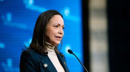 La líder opositora y Premio Nobel de la Paz, María Corina Machado, afimó que el régimen que está en Venezuela quiere ganar tiempo La líder opositora y Premio Nobel de la Paz, María Corina Machado, afimó que el régimen que está en Venezuela quiere ganar tiempo