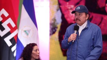 El dictador sandinista Daniel Ortega habla durante un discurso en Managua. Nicaragua.&nbsp;