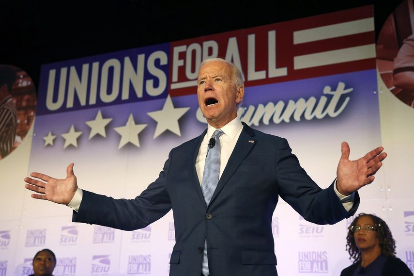 El precandidato dem&oacute;crata a la presidencia y ex vicepresidente Joe Biden habla durante una convenci&oacute;n del sindicato SEIU, el 4 de octubre del 2019, en Los Angeles.&nbsp;