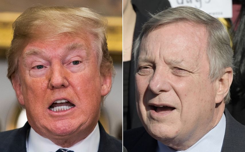 El presidente Donald Trump y el senador demócrata Dick Durbin.