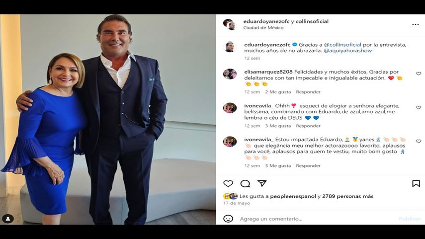 La periodista mexicana María Antonieta Collins junto al actor Eduardo Yánez.