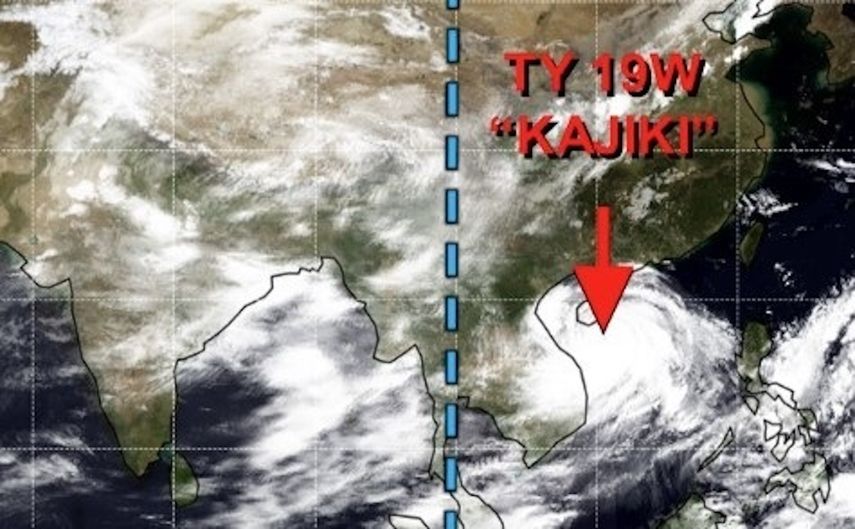 TIfón Kajiki cerca de la costa de Vietnam.&nbsp;