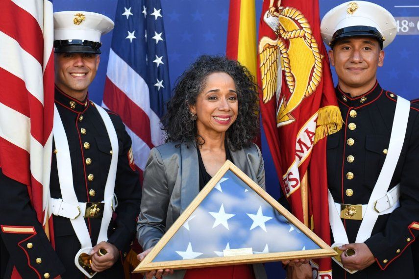La Embajadora de EEUU, Julissa Reynoso (c), durante la fiesta por el 248º aniversario de la independencia de EEUU, en la Plaza de Toros de Las Ventas, a 21 de junio de 2024, en Madrid (España).