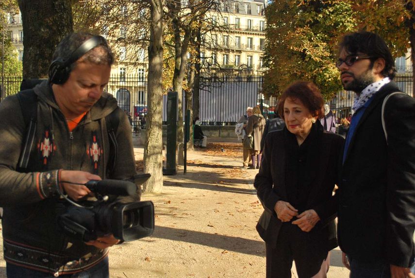 Margot Benacerraf y Jonathan Reverón durante la filmación del audiovisual en Francia.&nbsp;