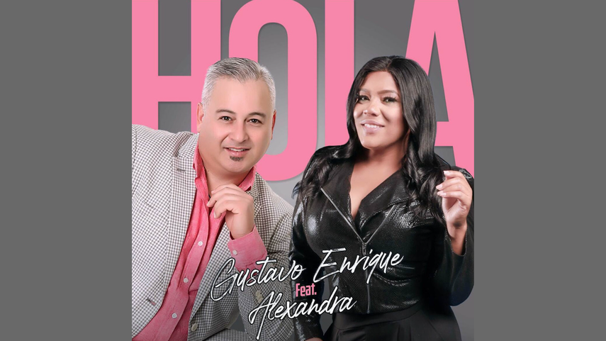 Portada promocional del sencillo Hola, de Gustavo Enrique y Alexandra.&nbsp;
