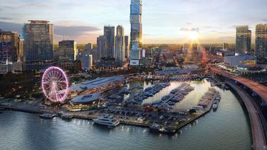 Imagen digitalizada de lo que será el Waldorf Astoria & Residencias Miami. Una torre de 100 pisos en la Bahía de Biscayne.&nbsp;