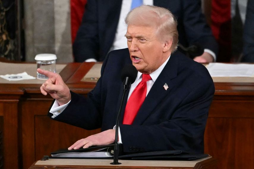 El presidente Donald J. Trump durante su discurso del Estado de la Unión.