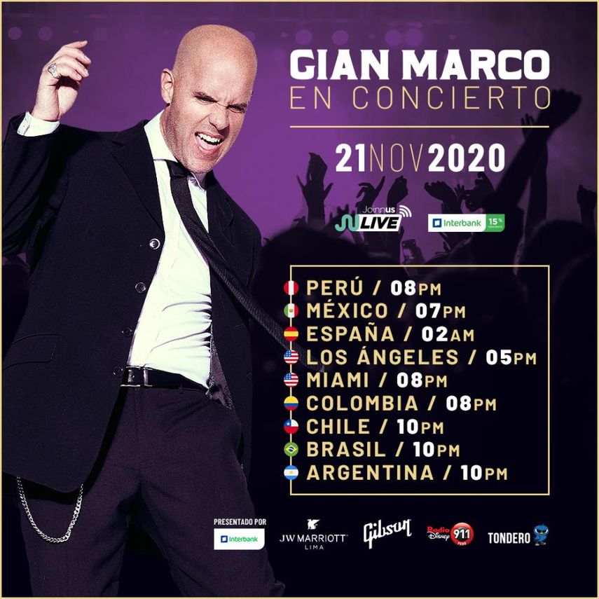 Gian Marco presenta recital online Gian Marco en concierto