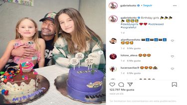 El actor Gabriel Soto junto a sus pequeñas. Irina Baeva sorprendió a las hijas de su prometido.&nbsp;